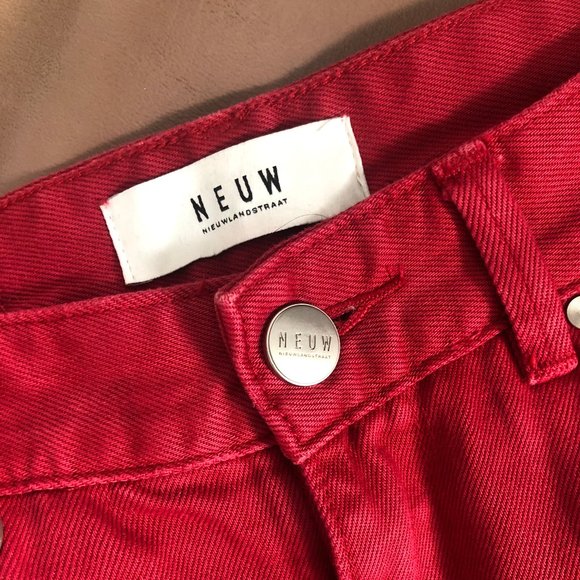 NEUW Red Straight Leg High Waist Jean - Picture 4 of 4